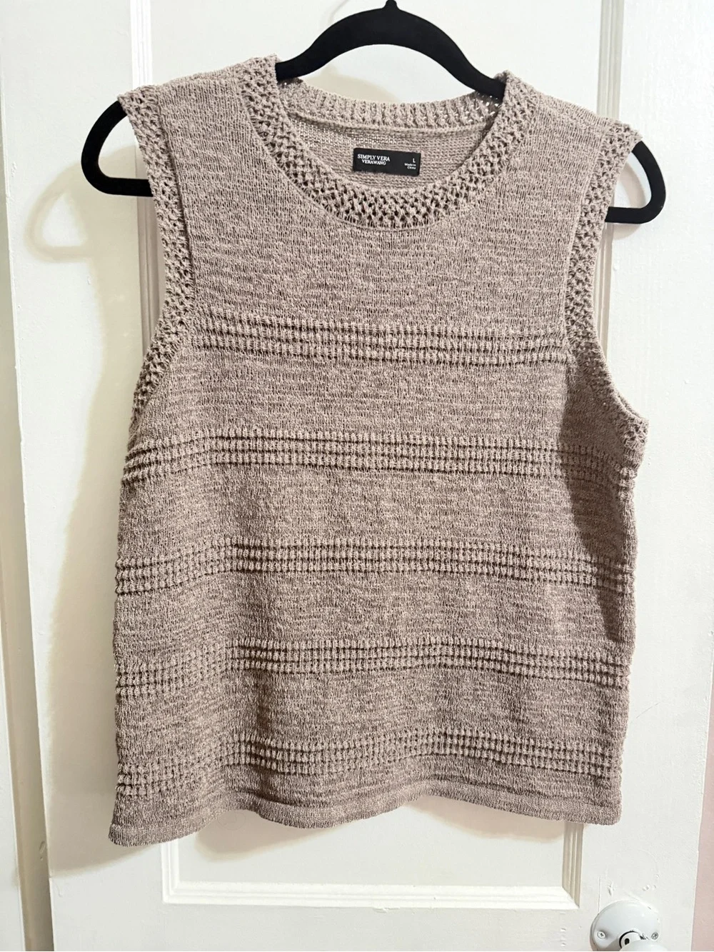 Simply Vera Women's Vera Wang Sweater Tank Top Vest Taupe Brown NWOT